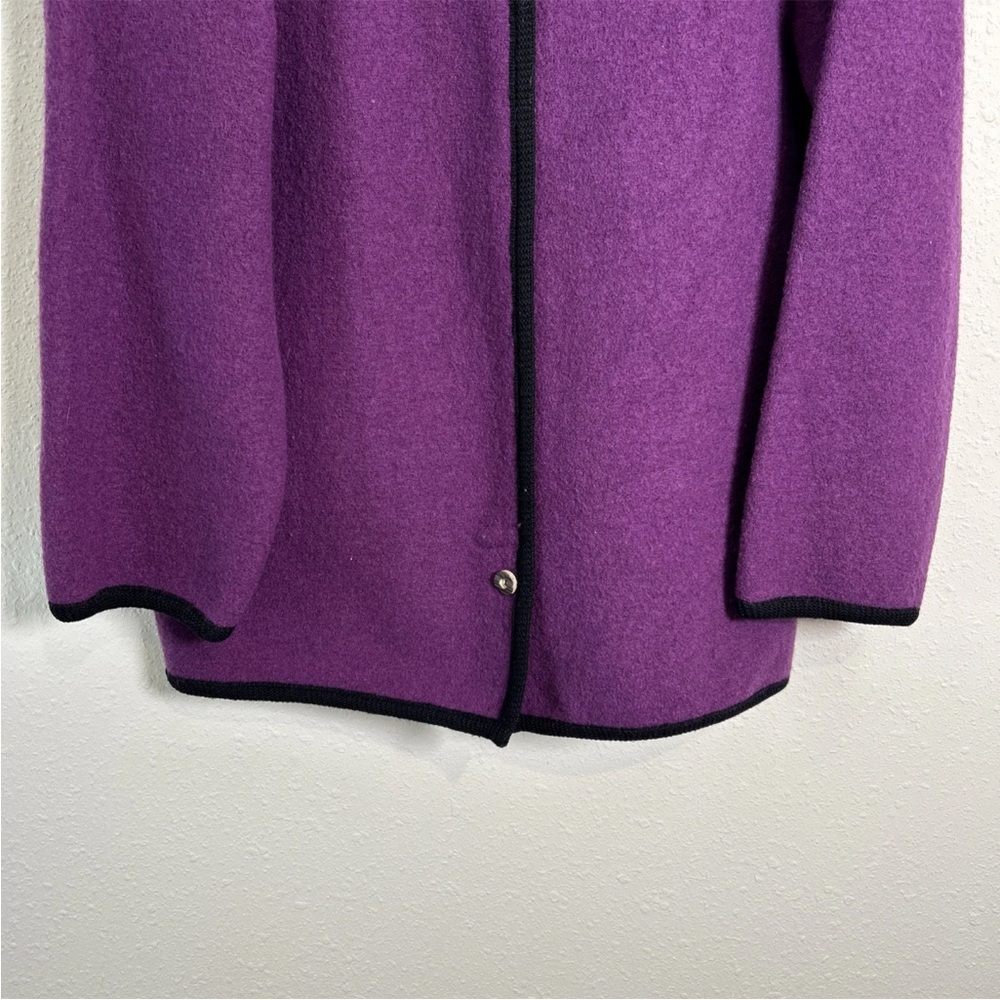 Vintage 100% Pure Wool Cardigan Made In Germany Women’s Size 14 Purple M & O - Picture 11 of 13
